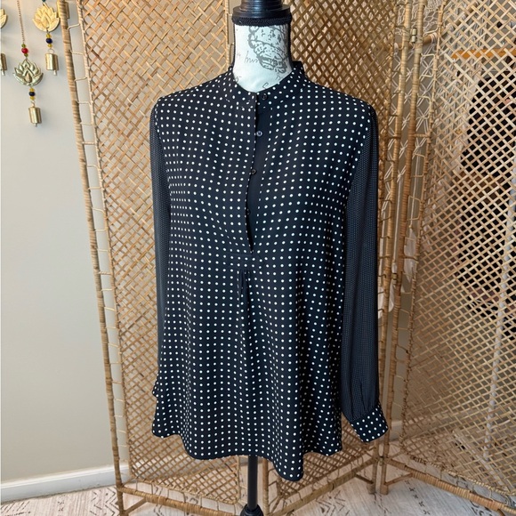 Anne Klein Polka Dot black and white Blouse - Picture 6 of 14